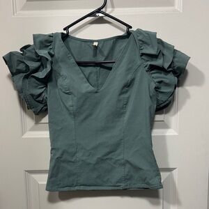 Ticket Brand Sea Green Ruffle Sleeve Top Women’s Size S